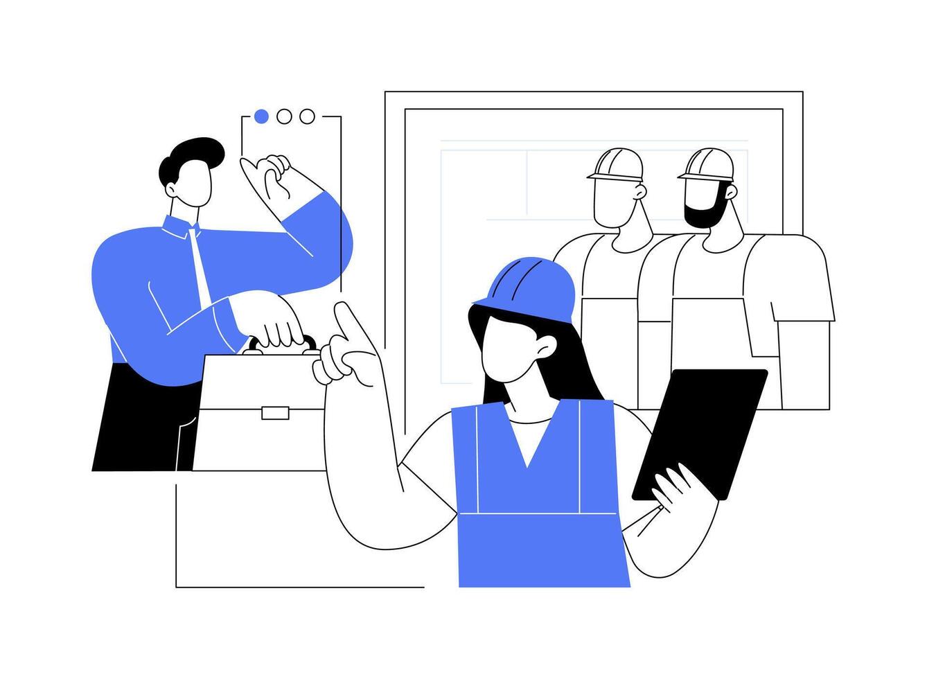 Establish a construction team abstract concept illustration. vector