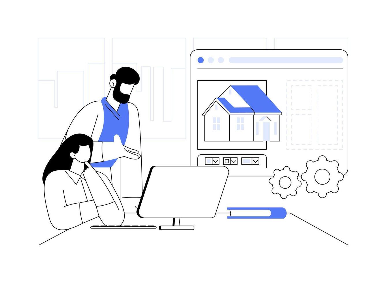 Architectural programming abstract concept illustration. vector