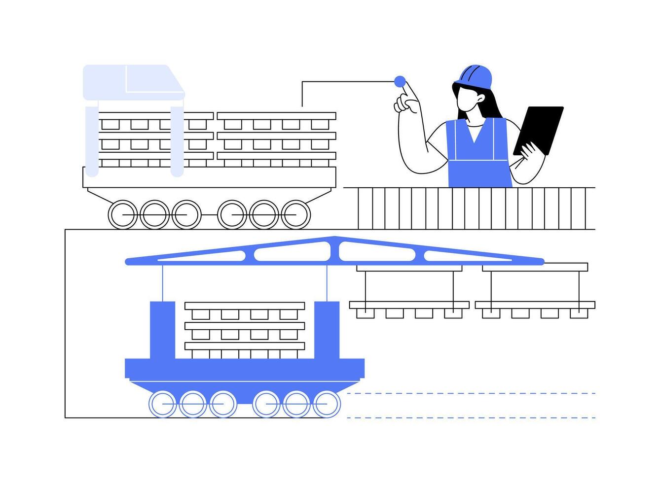 Track laying machine abstract concept illustration. vector