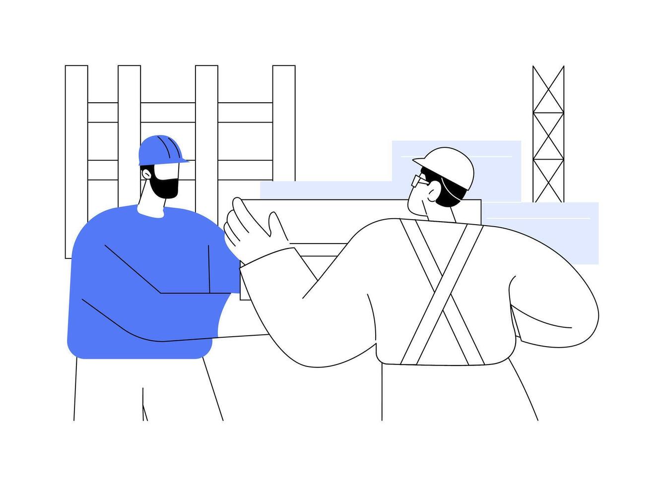 Teamwork at construction site abstract concept illustration. vector