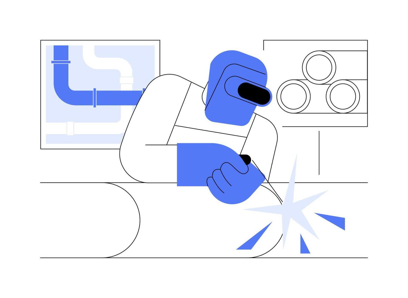 Welding pipes abstract concept illustration. vector