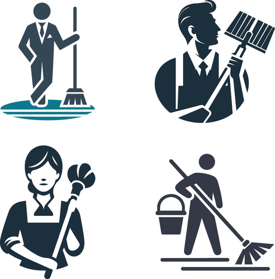 Janitor Logo set on white Background vector
