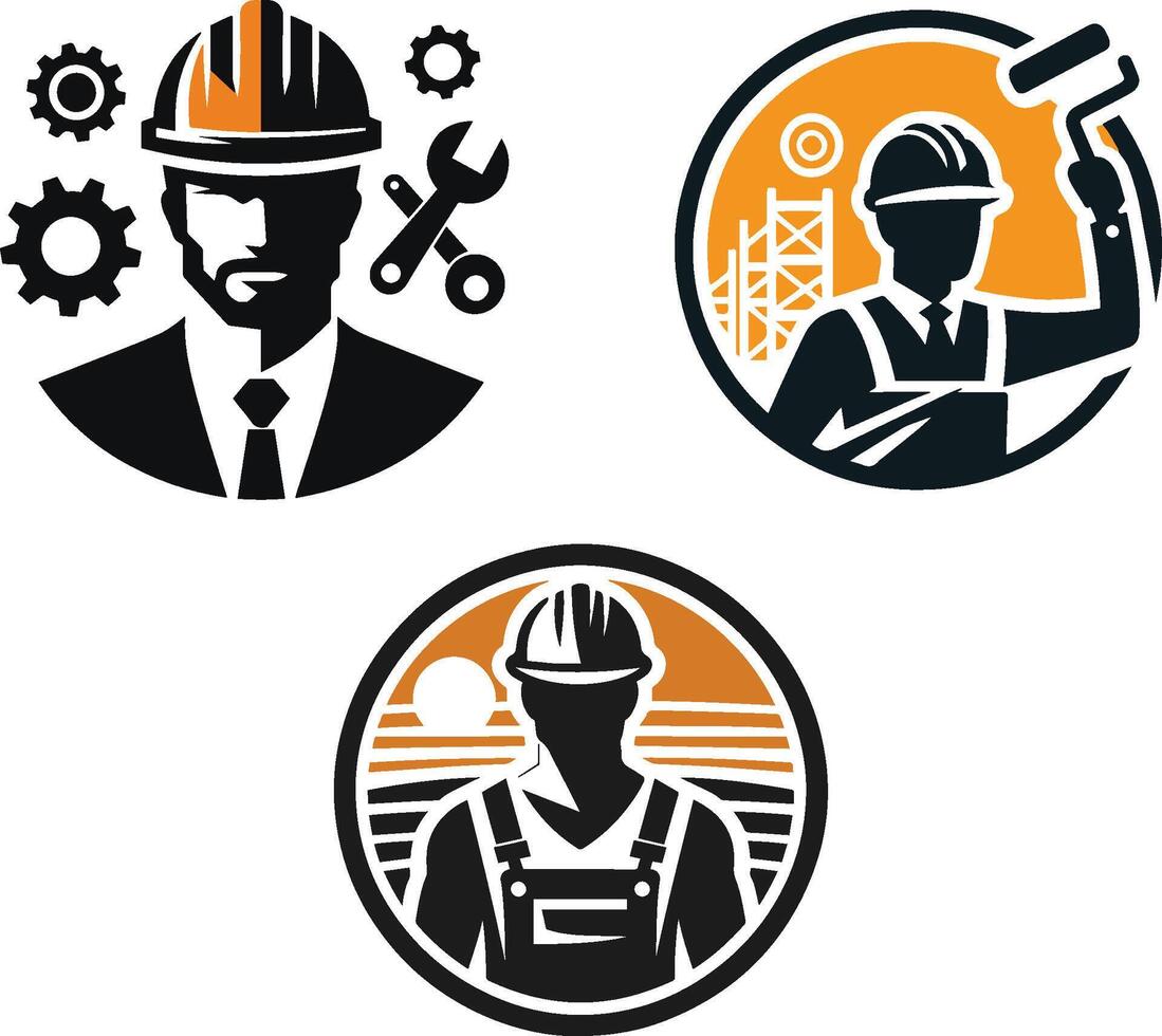 Construction Engineer Logo set icon on white background vector
