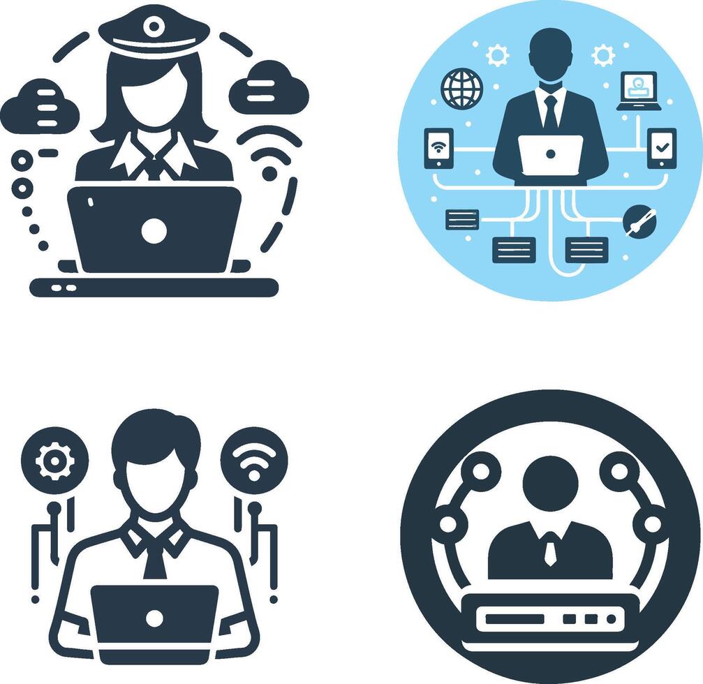 Network Administrator Logo set on white background vector