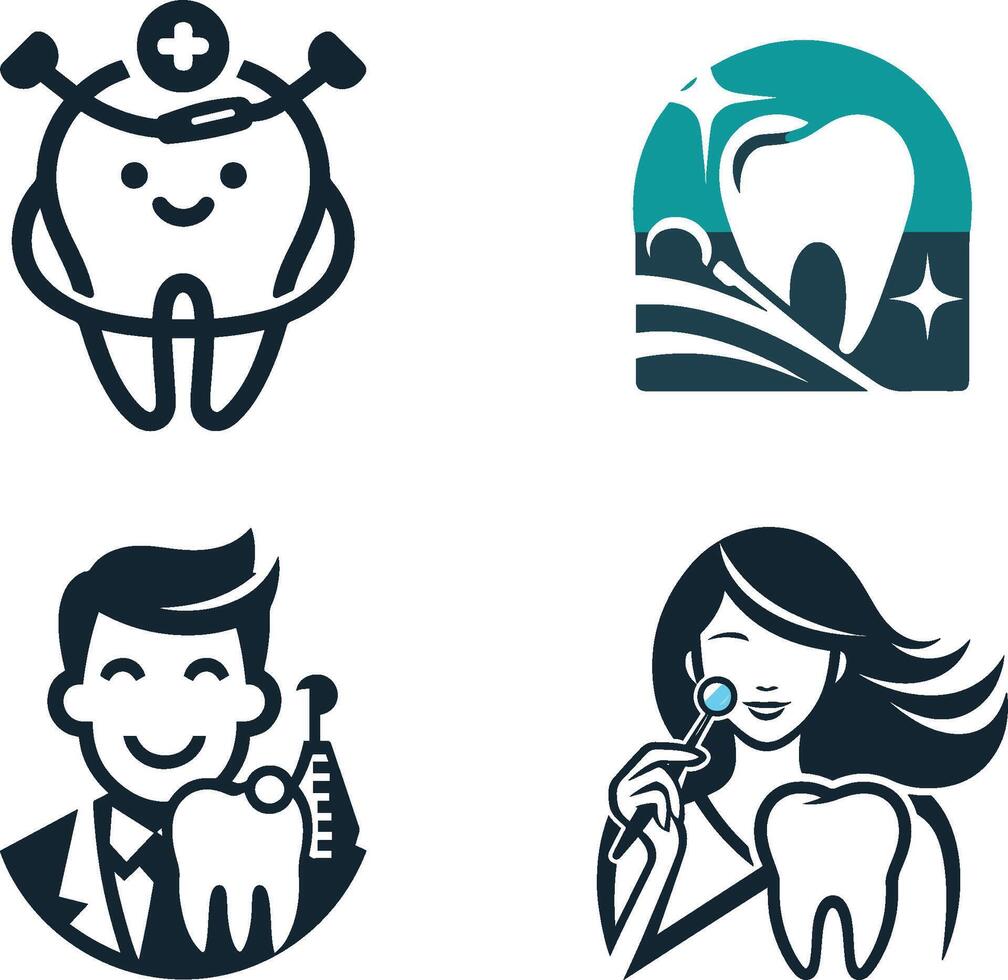 Dentist Logo set on white background vector