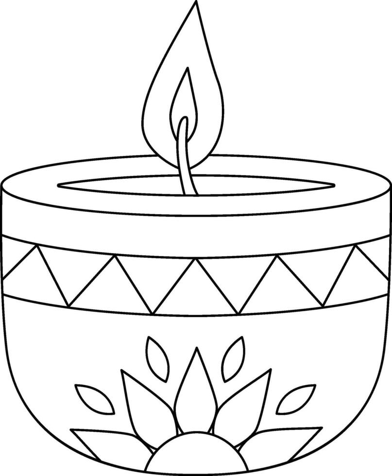 Diwali Candles Isolated Coloring Page for Kids vector