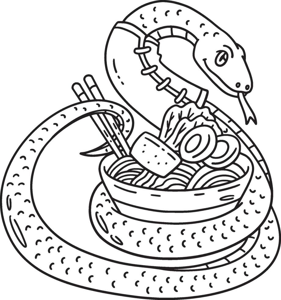 Year of the Snake Bowl Of Noodles Isolated vector