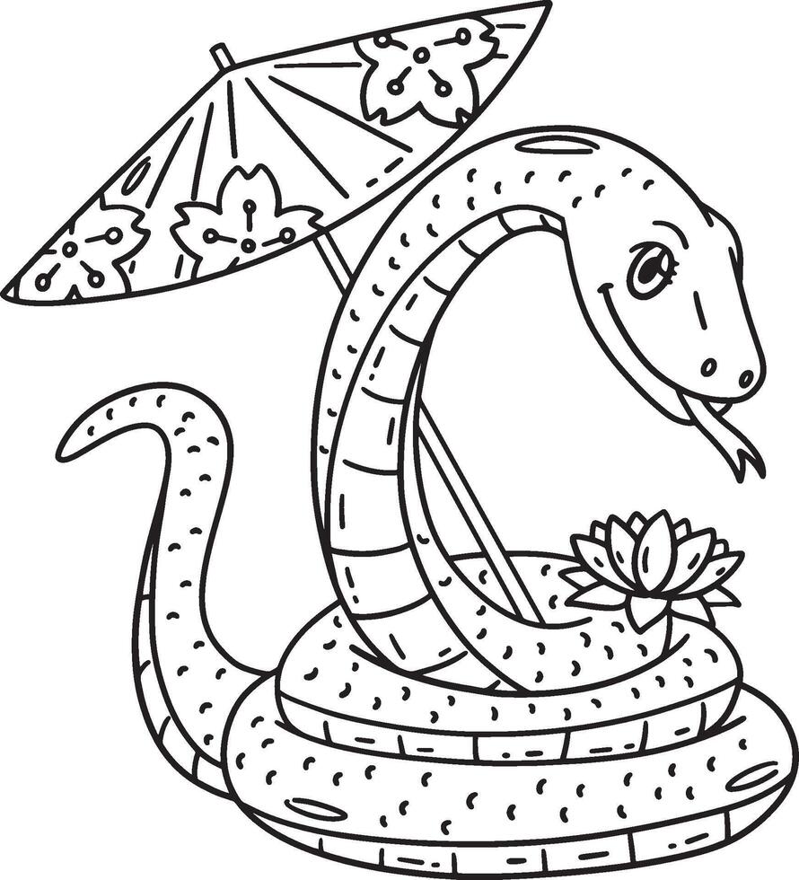 Year of the Snake with Oil Paper Umbrella Isolated vector