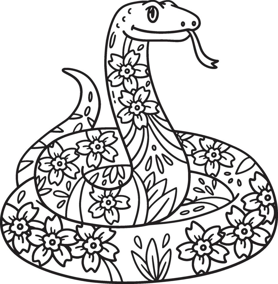 Year of the Snake with Pattern Isolated Coloring vector