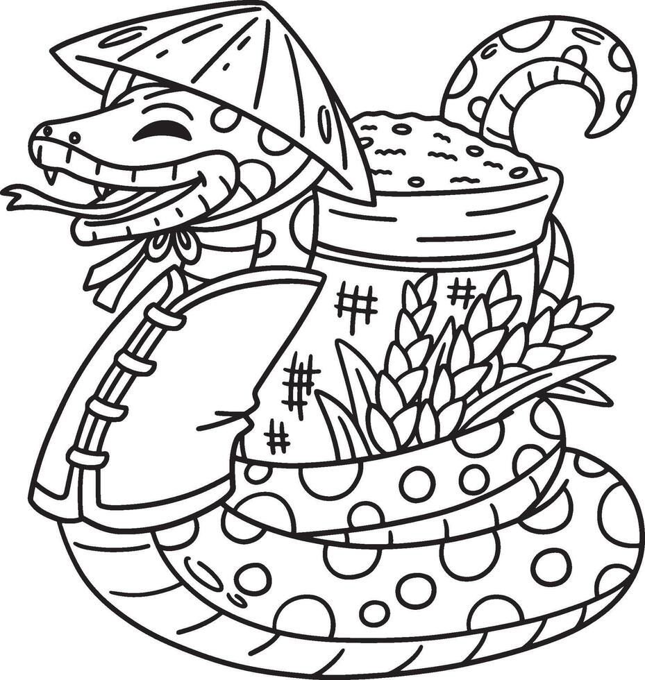 Year of the Snake with Sack of Rice Isolated vector