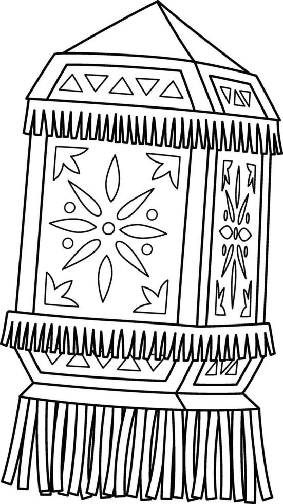Diwali Lanterns Isolated Coloring Page for Kids vector