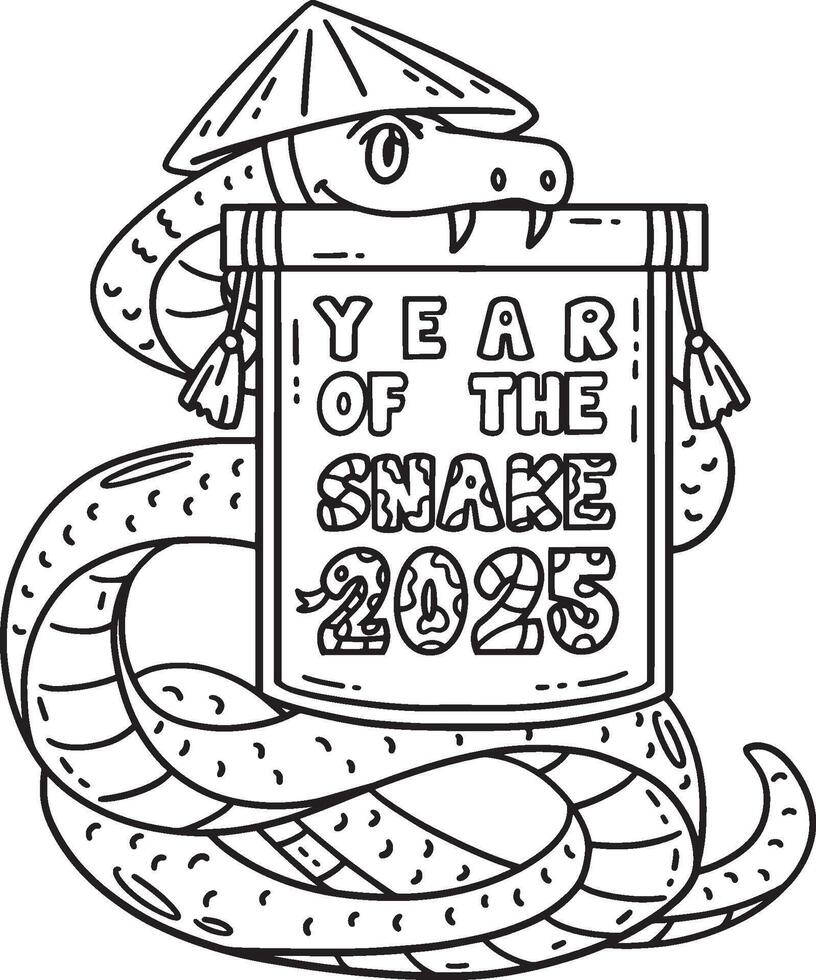 Year of the Snake 2025 Banner Isolated Coloring vector