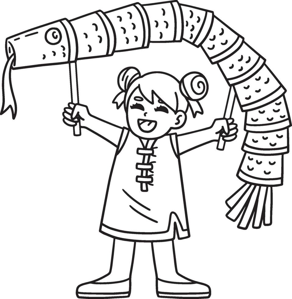 Year of the Snake Child with Snake Puppet Isolated vector