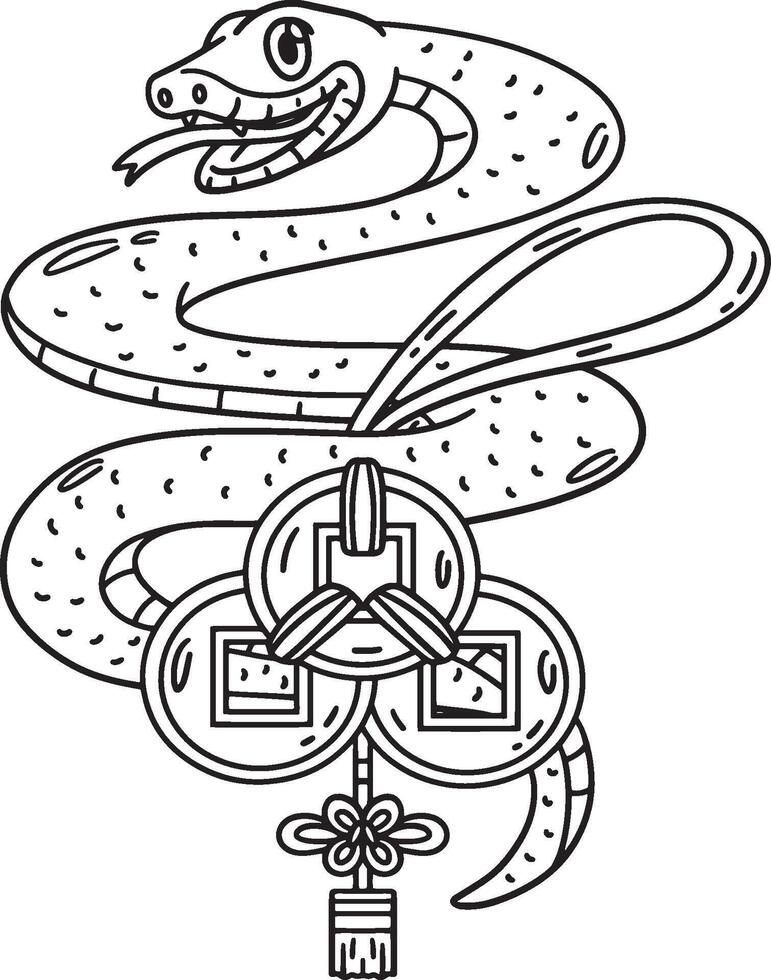 Year of the Snake Feng Shui Isolated Coloring Page vector