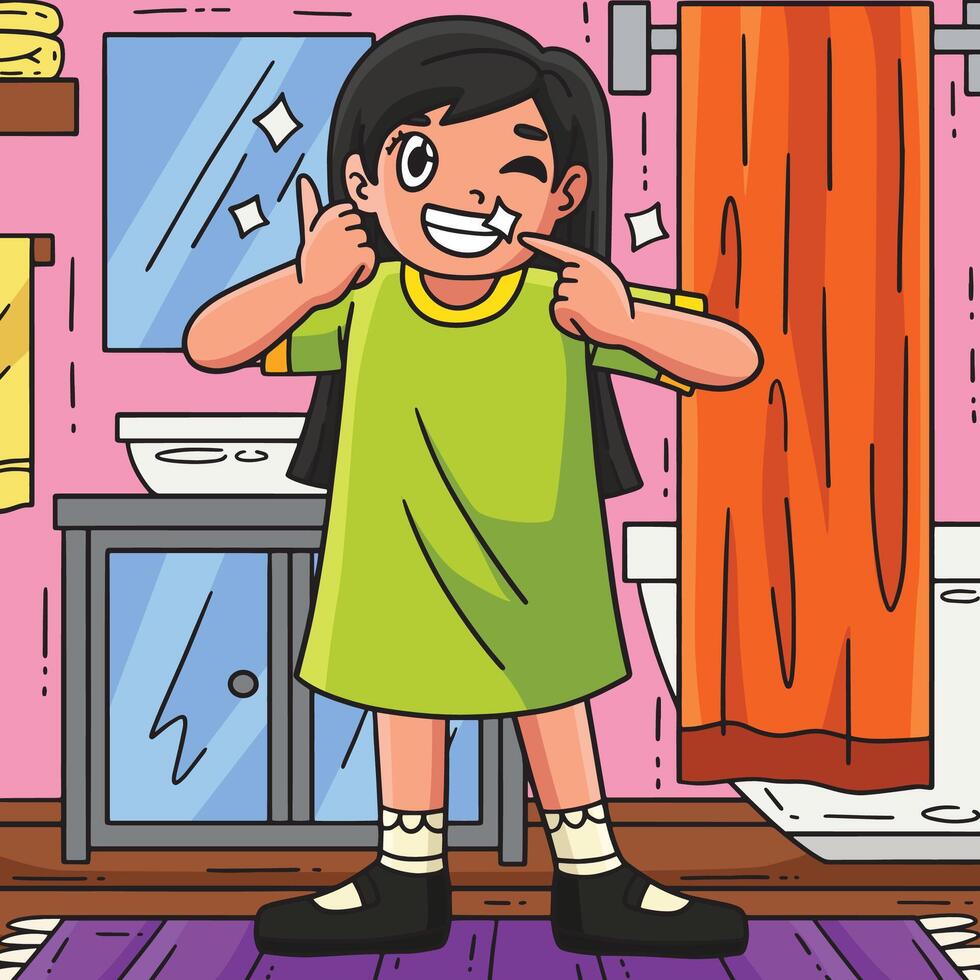 Dental Care Child with Sparkling Teeth Colored vector
