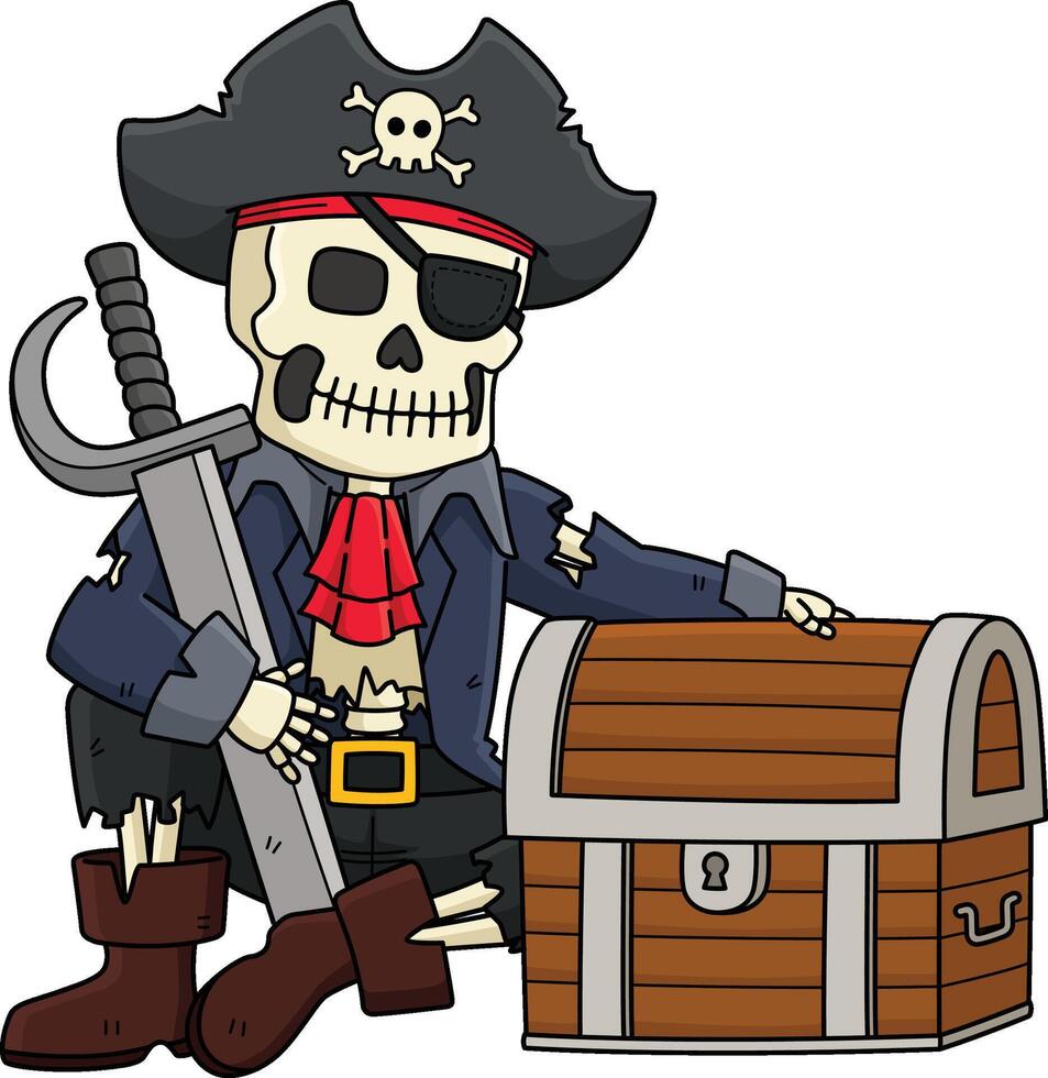 Dead Pirate Cartoon Colored Clipart Illustration vector