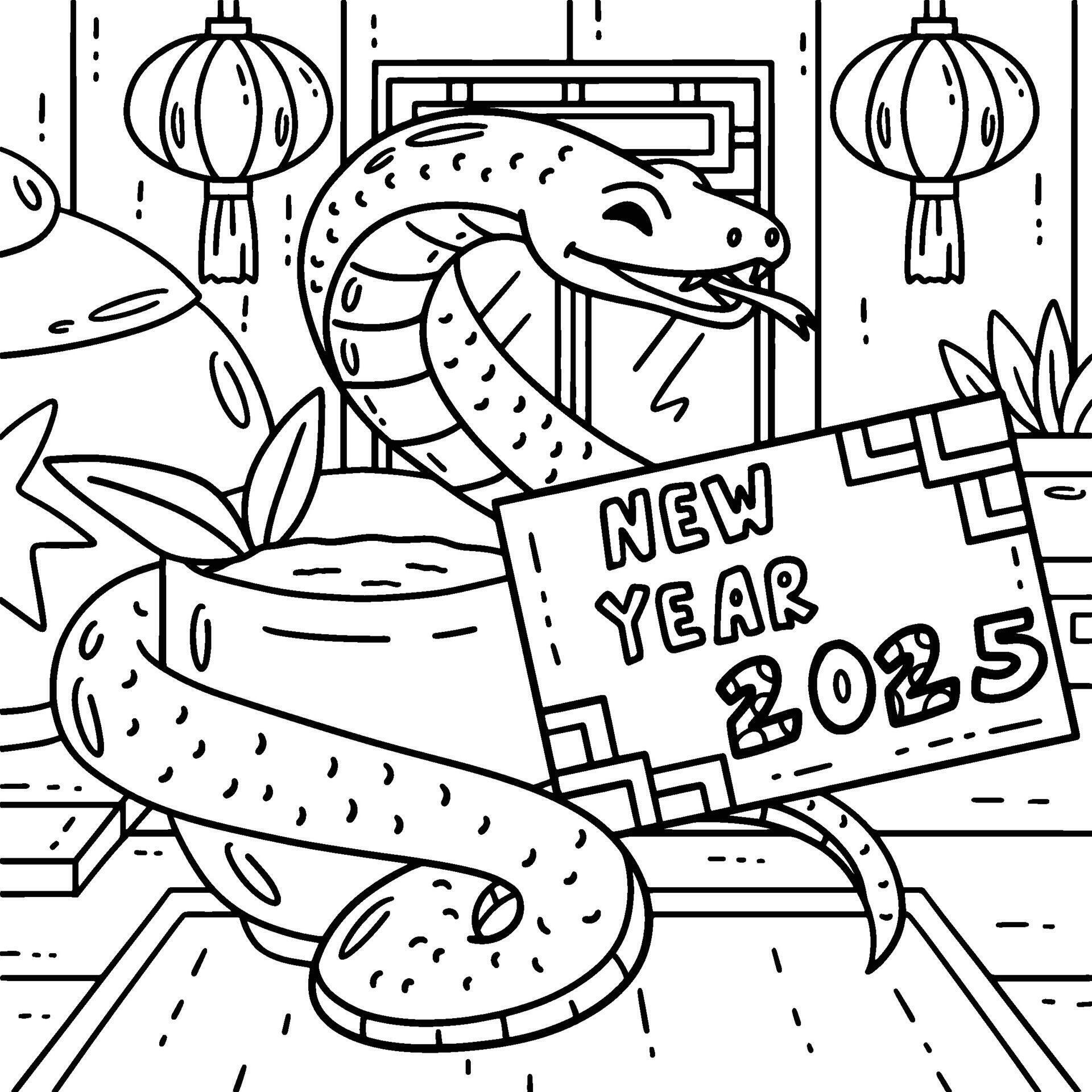 Year of the Snake New Year 2025 Coloring Page 47496472 Vector Art at