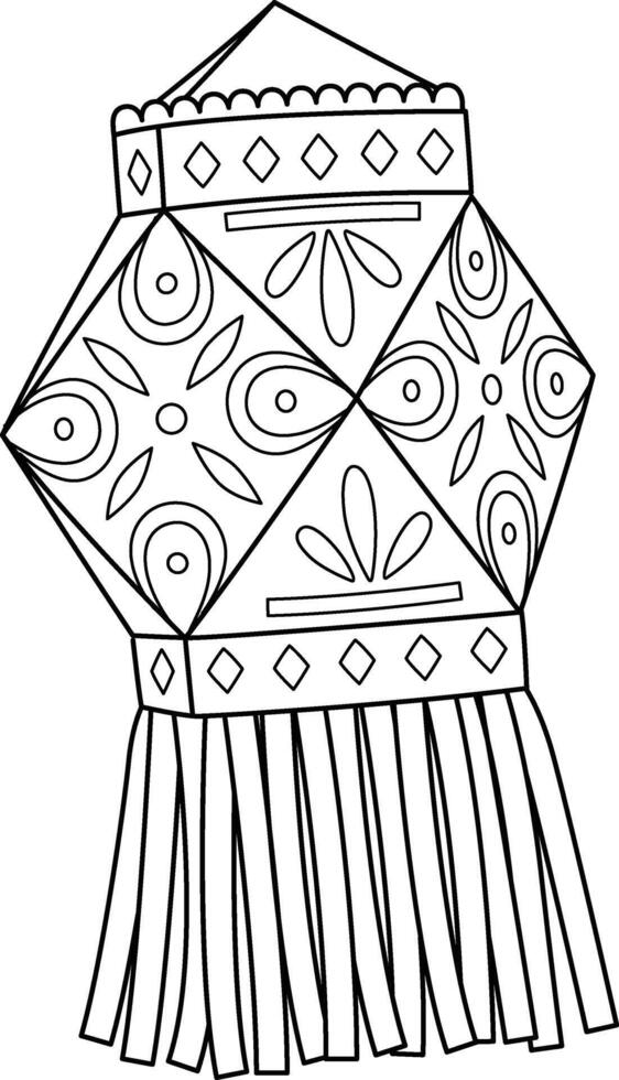 Diwali Lanterns Isolated Coloring Page for Kids vector