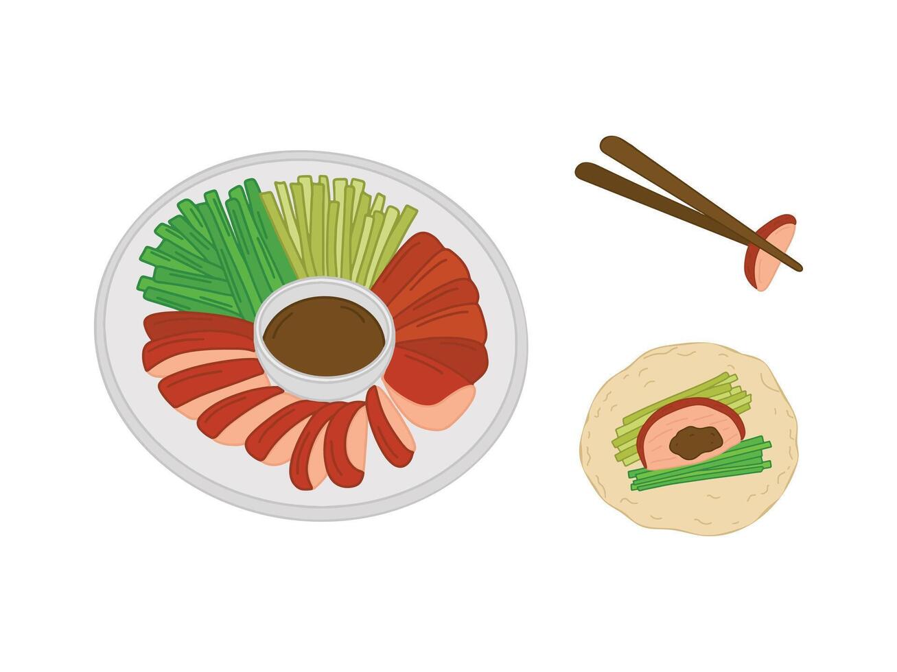 Chinese Food Illustration with Cartoon Style vector