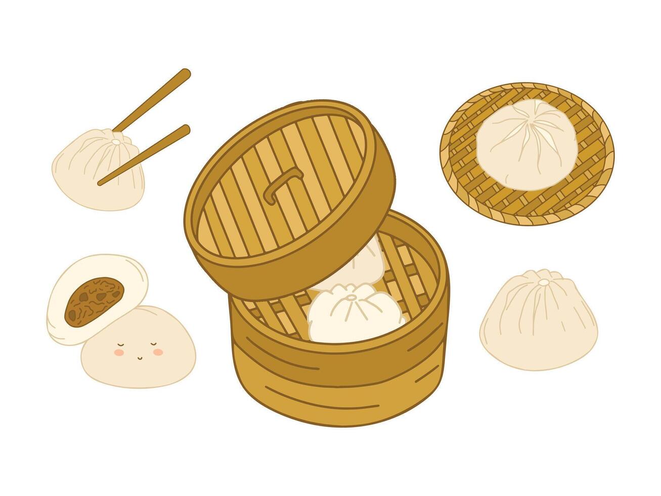 Chinese Food Illustration with Cartoon Style vector