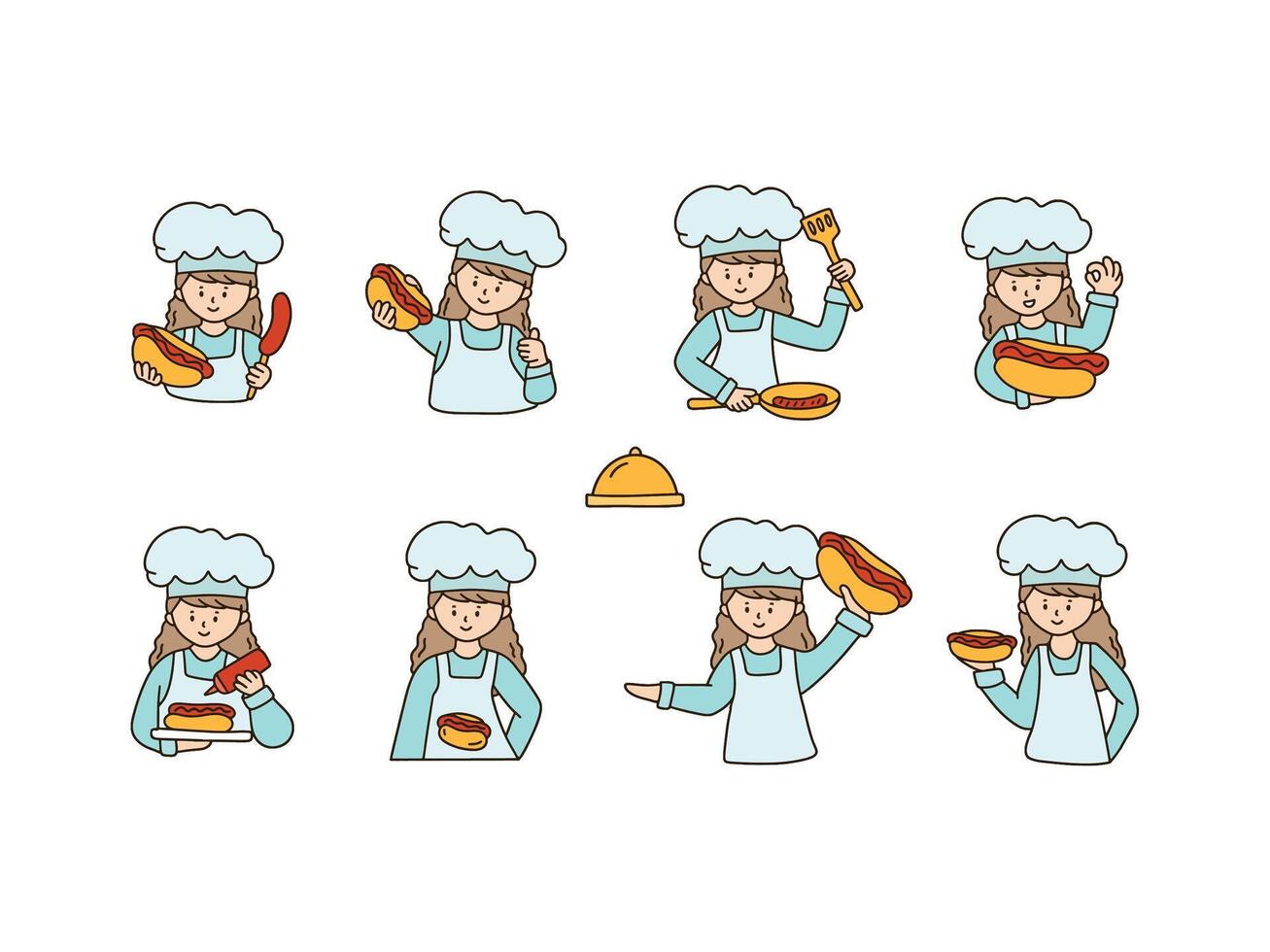 Hotdog Chef Cartoon Character Illustration vector