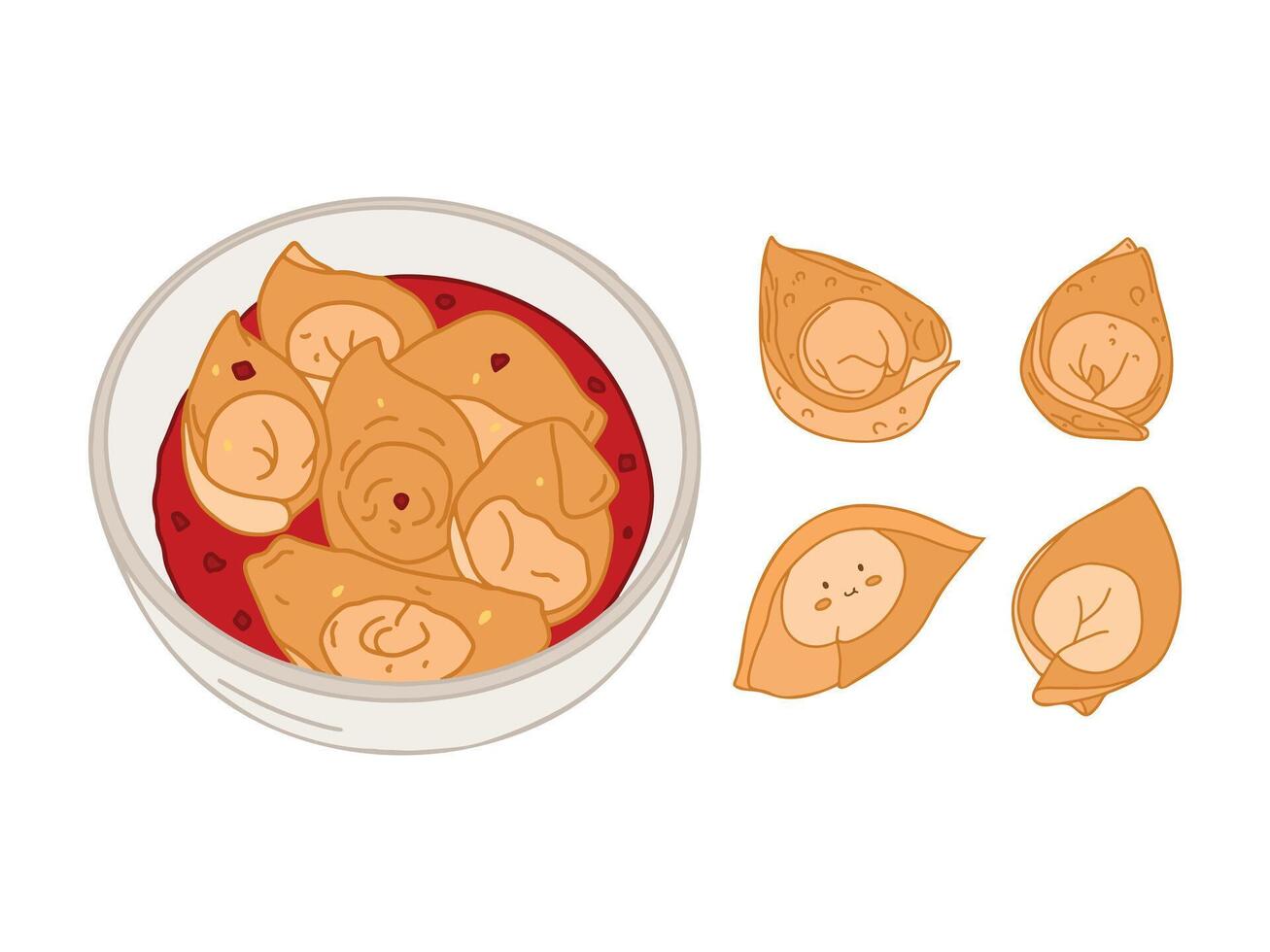 Chinese Food Illustration with Cartoon Style vector