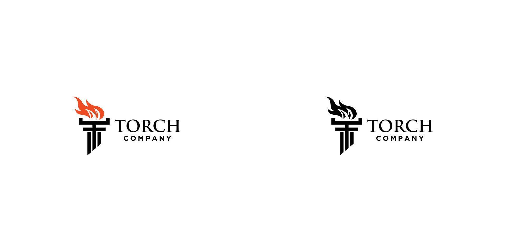 Simple torch logo design with modern style , premium vector