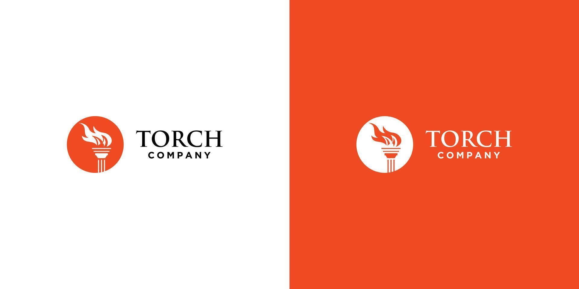 Simple torch logo design with modern style , premium vector