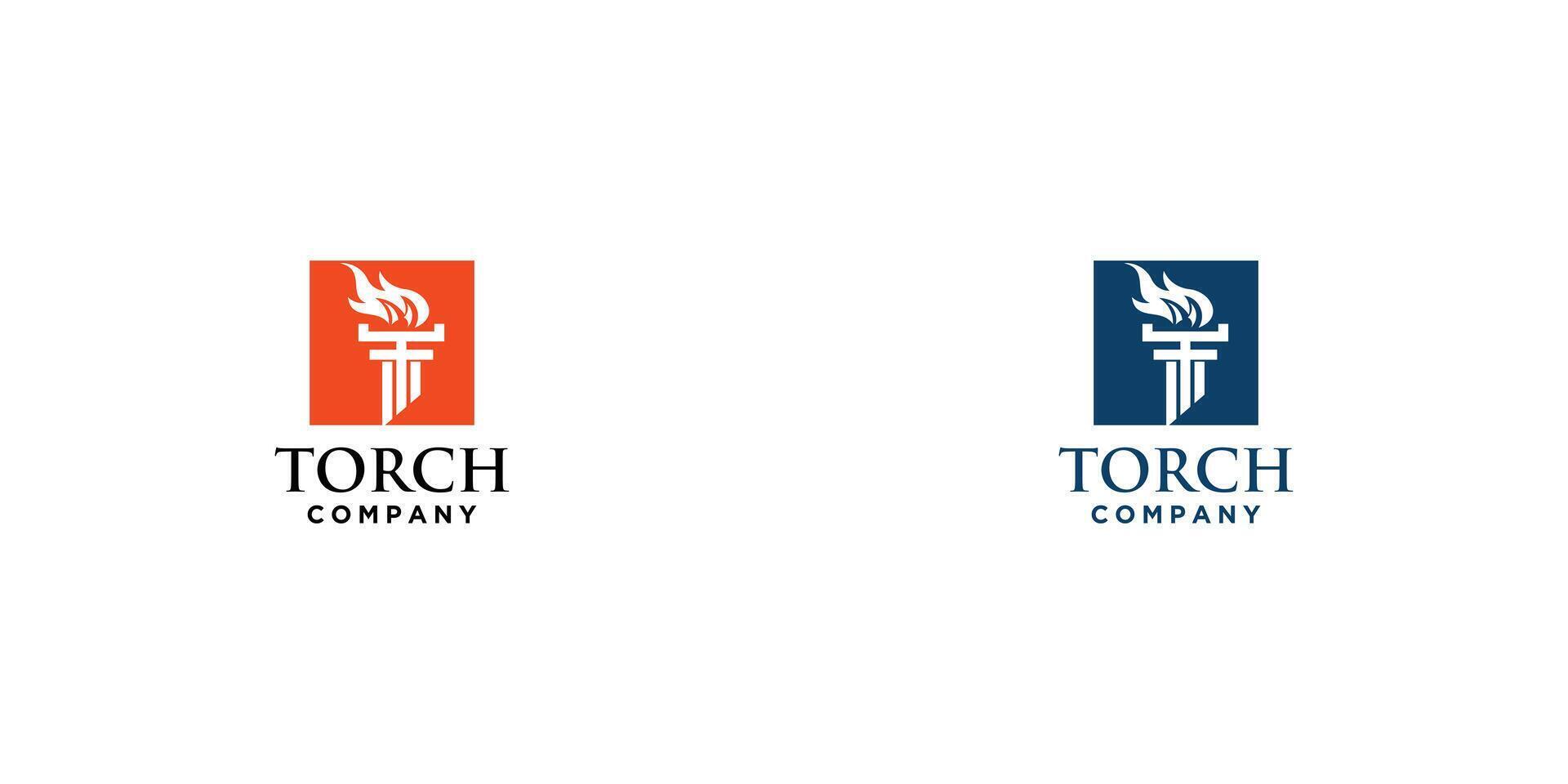 Simple torch logo design with modern style , premium vector