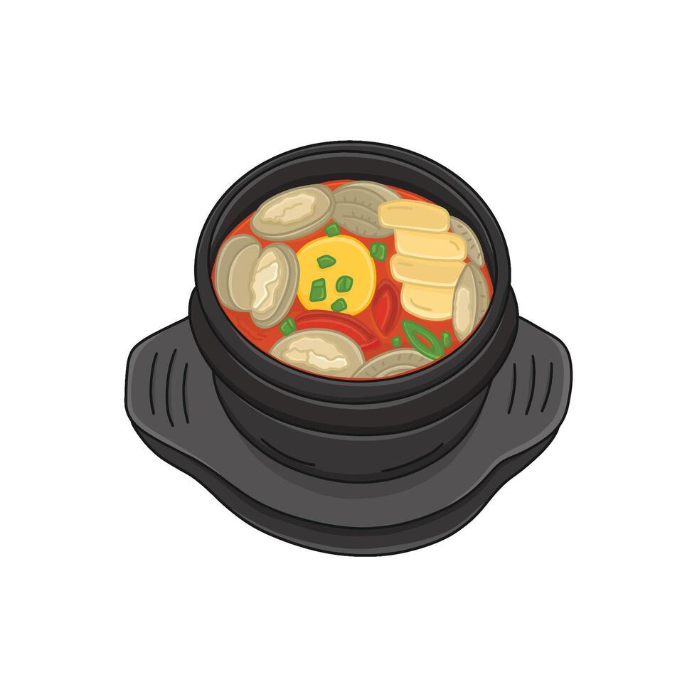 Hand Drawn Korean Food Illustration with Cartoon Style vector