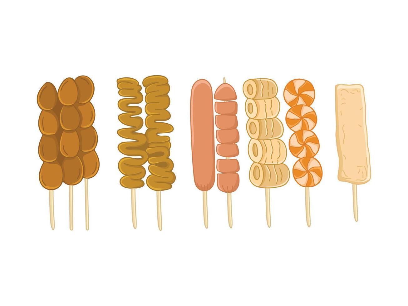 Traditional Indonesian Food and Snacks Illustration Drawing vector