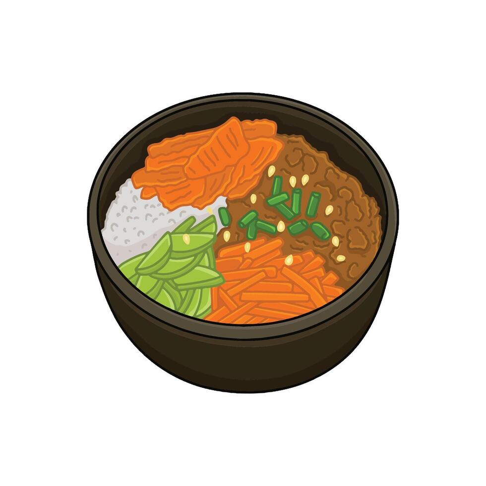 Hand Drawn Korean Food Illustration with Cartoon Style vector