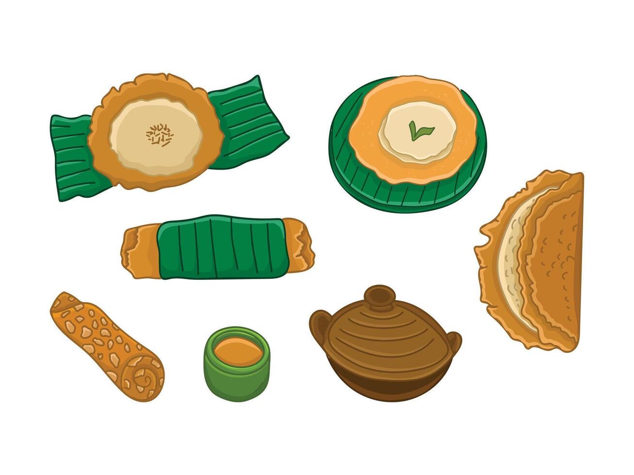 Traditional Indonesian Food and Snacks Illustration Drawing vector