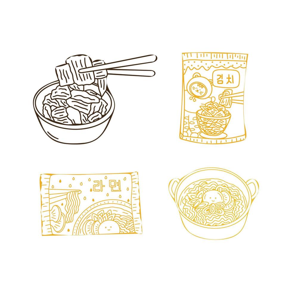 Hand Drawn Korean Food Illustration with Cartoon Style vector