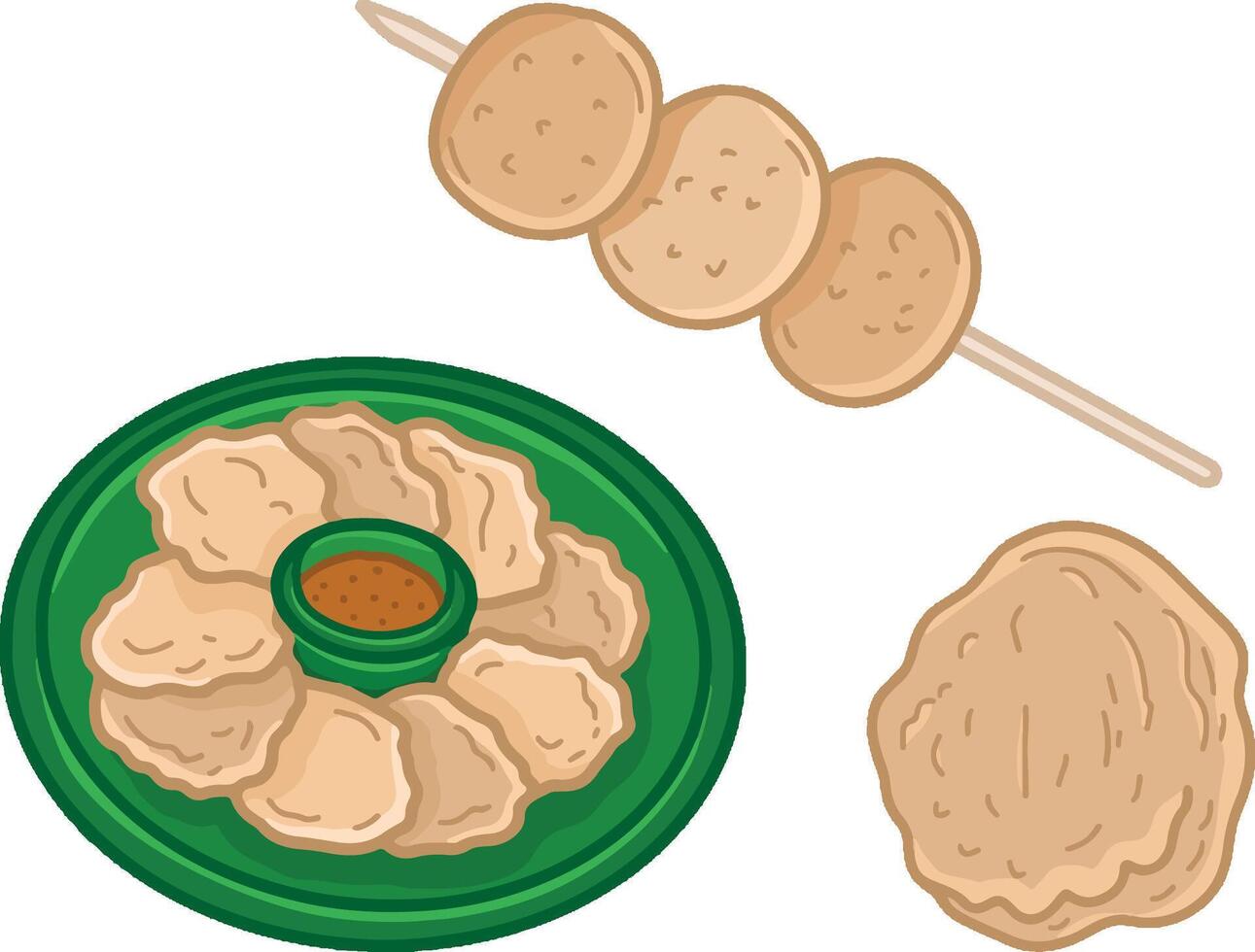 Traditional Indonesian Food and Snacks Illustration Drawing vector