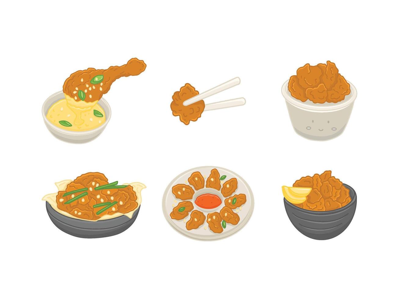 Hand Drawn Korean Food Illustration with Cartoon Style vector