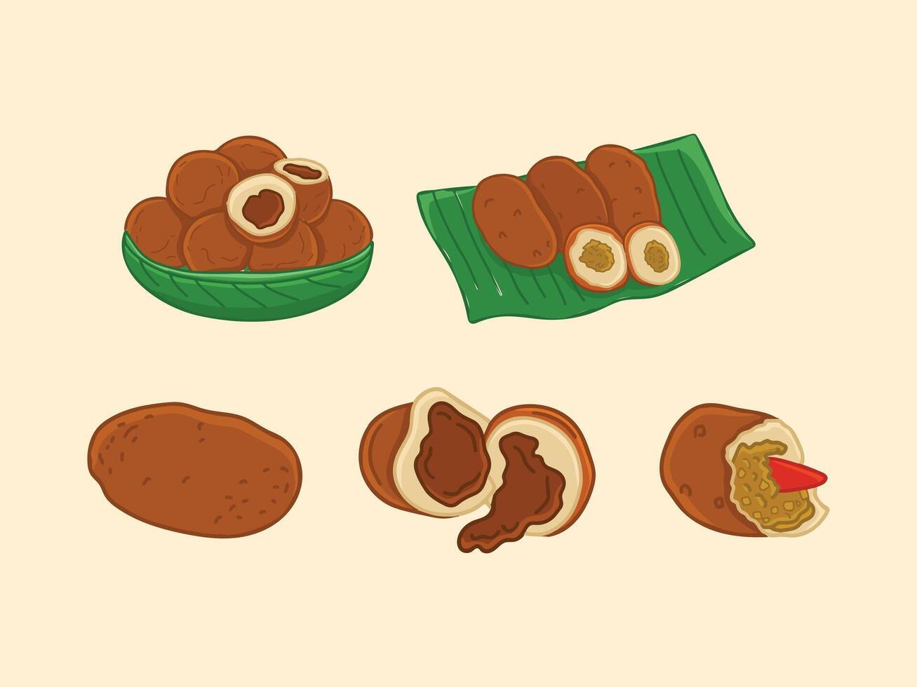 Traditional Indonesian Food and Snacks Illustration Drawing vector