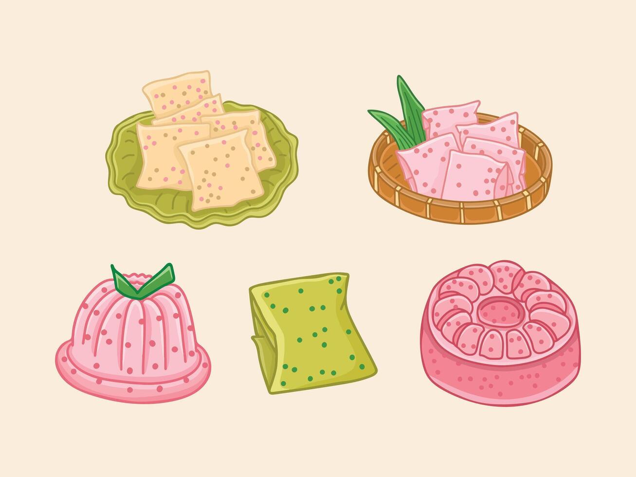 Traditional Indonesian Food and Snacks Illustration Drawing vector