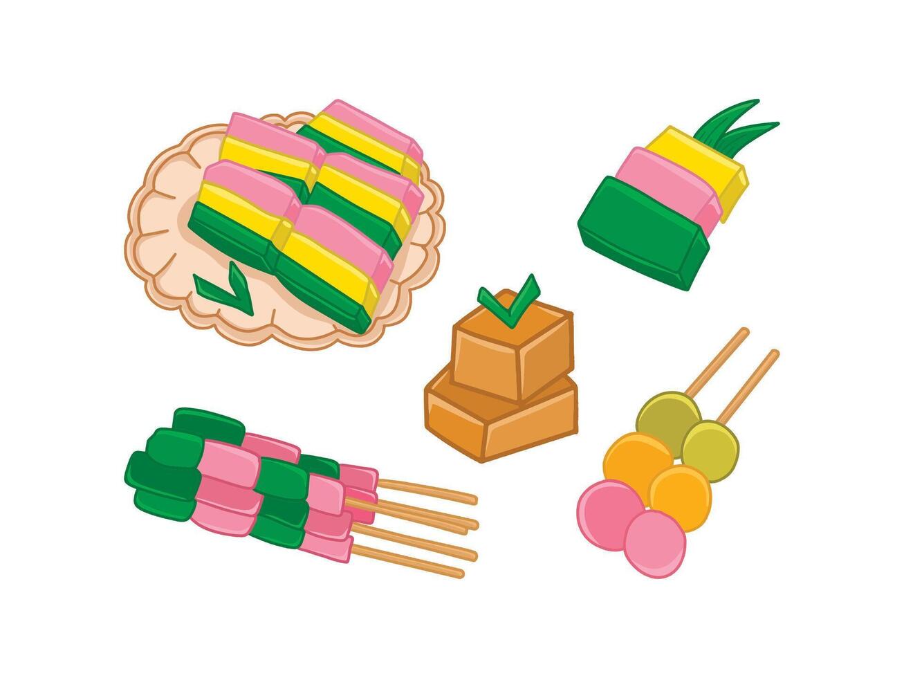 Traditional Indonesian Food and Snacks Illustration Drawing vector