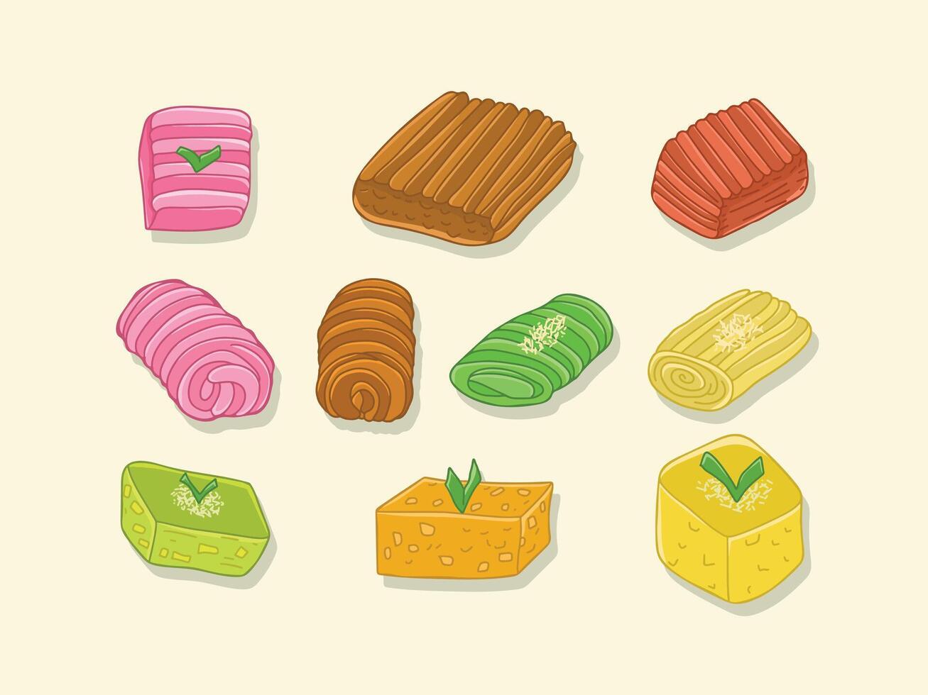 Traditional Indonesian Food and Snacks Illustration Drawing vector