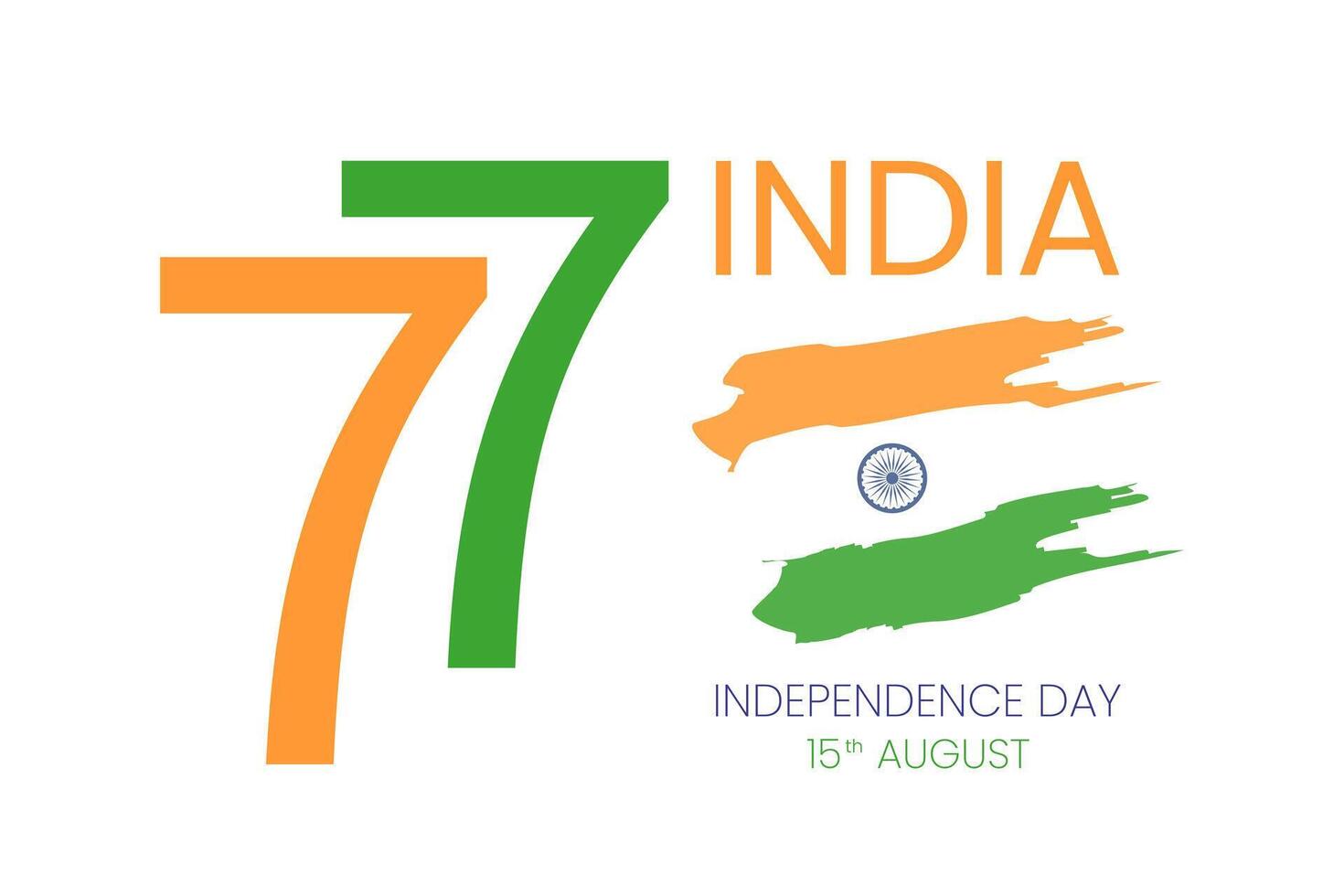 77 Indian Independence Day August 15th. Flag of India. illustration. vector