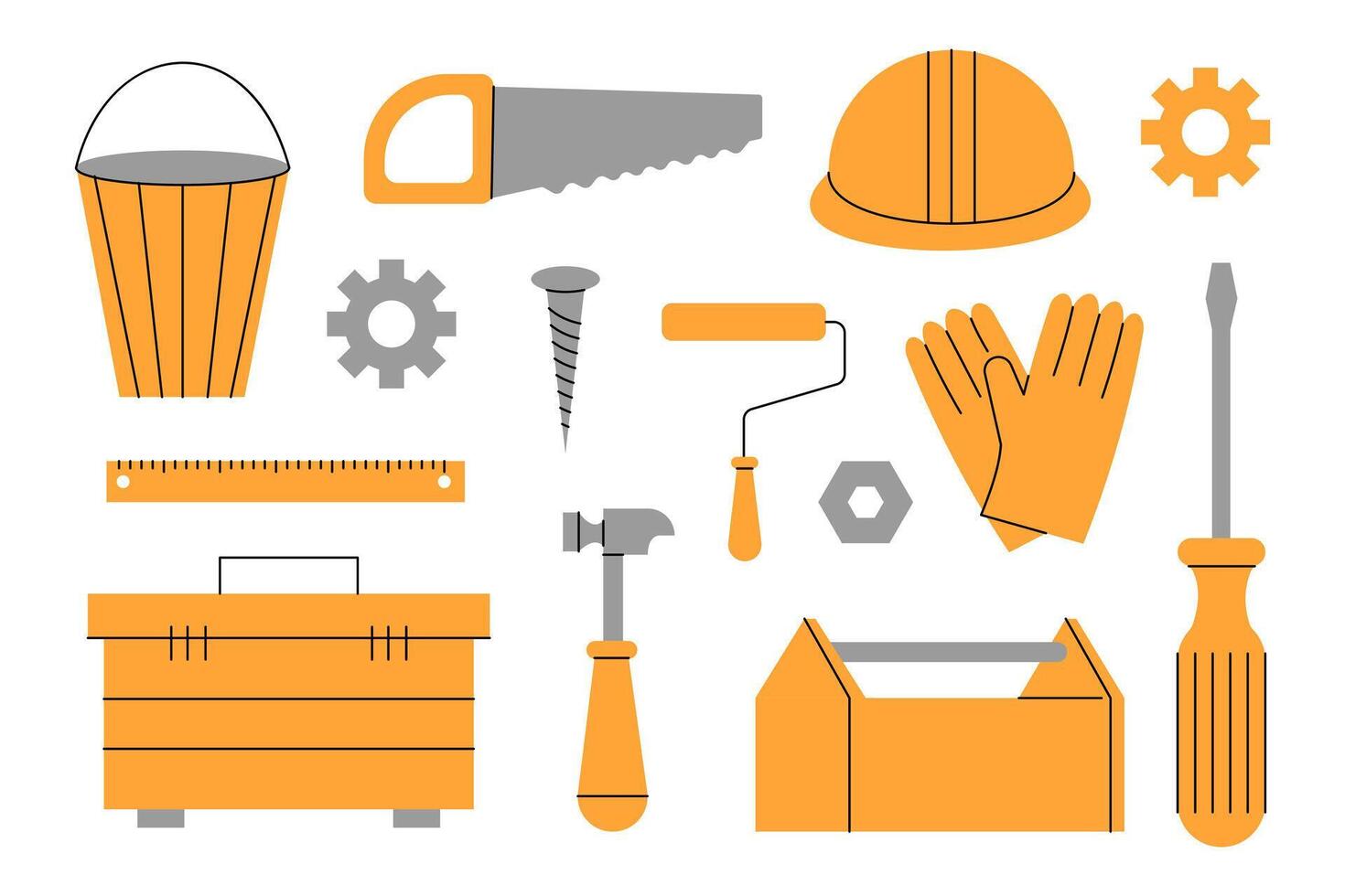 Set of construction tools on a white background. Flat illustration. vector