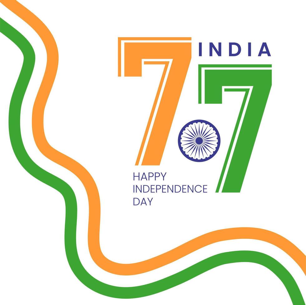 77th Indian Independence Day August 15th. illustration. vector