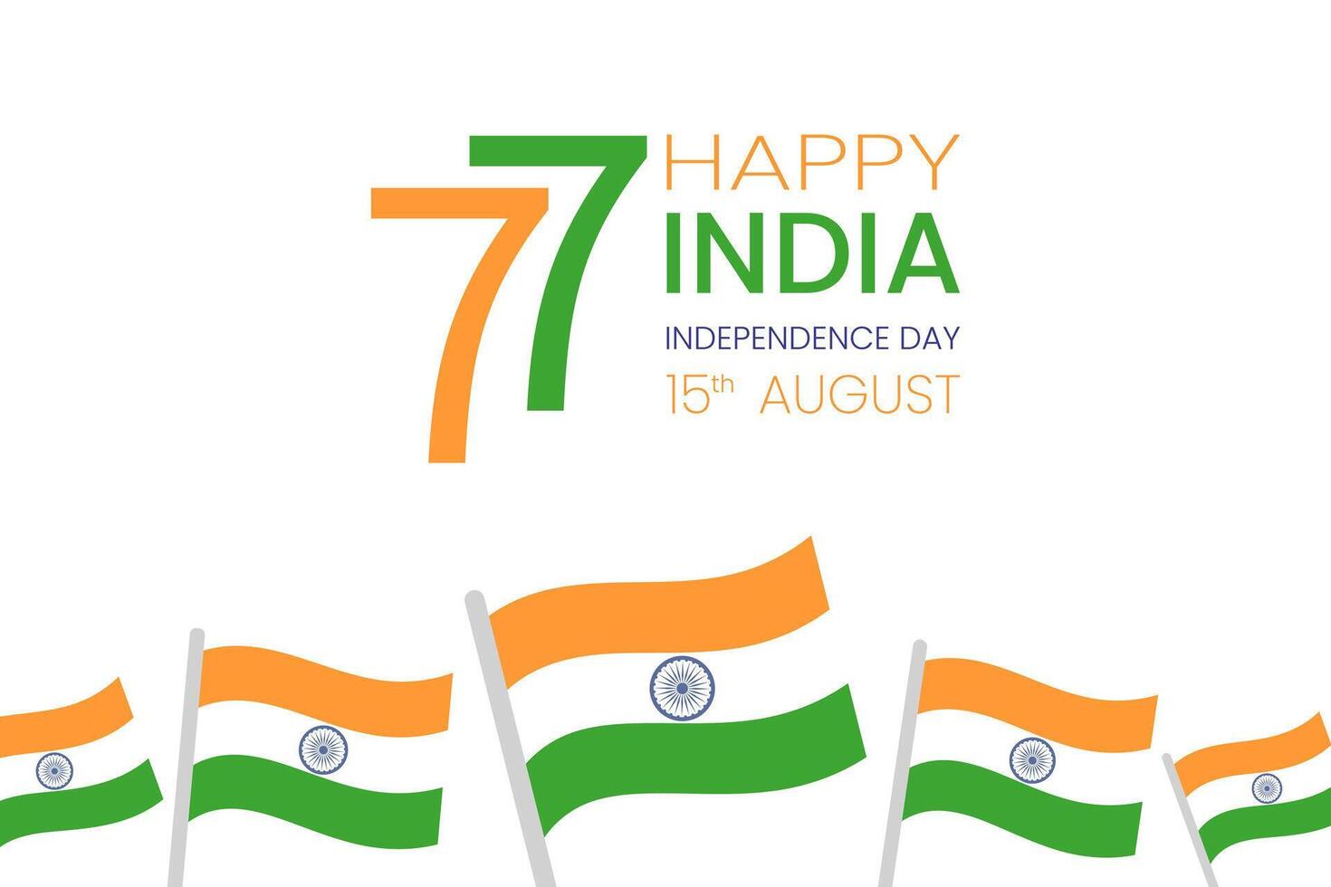 77 Indian Independence Day August 15th. Flag of India. illustration. vector