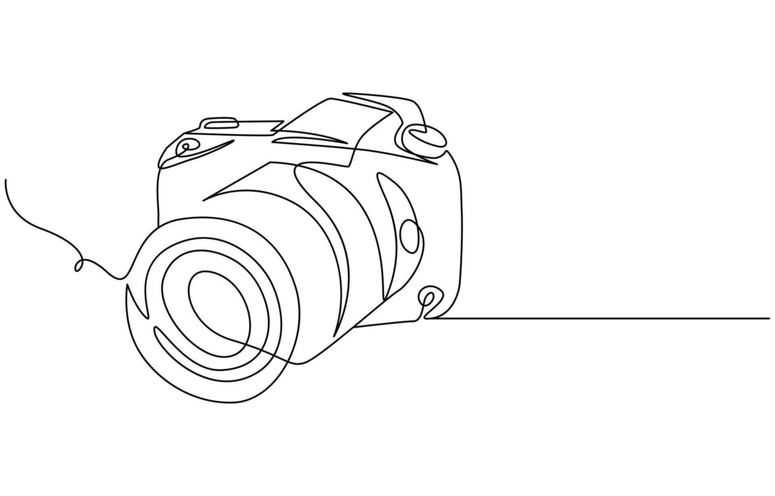 Camera single linear drawing. One line photography tool, minimal logo icon, fine line tattoo. art illustration, Camera icon in continuous line drawing style vector