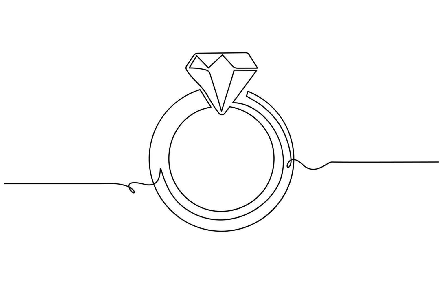 One continuous line drawing of Wedding rings. Romantic elegance concept and symbol proposal engagement and love marriage in simple linear style. Editable stroke vector