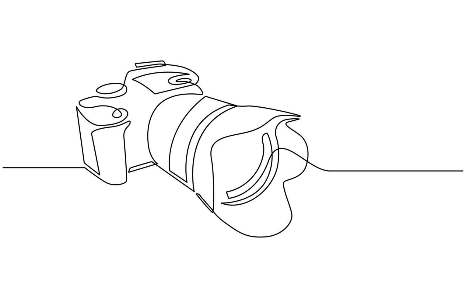 Camera single linear drawing. One line photography tool, minimal logo icon, fine line tattoo. art illustration, Camera icon in continuous line drawing style vector