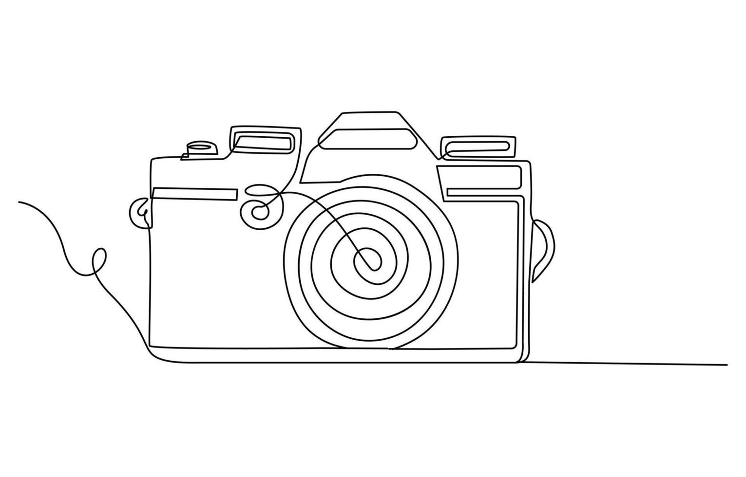 Camera single linear drawing. One line photography tool, minimal logo icon, fine line tattoo. art illustration, Camera icon in continuous line drawing style vector