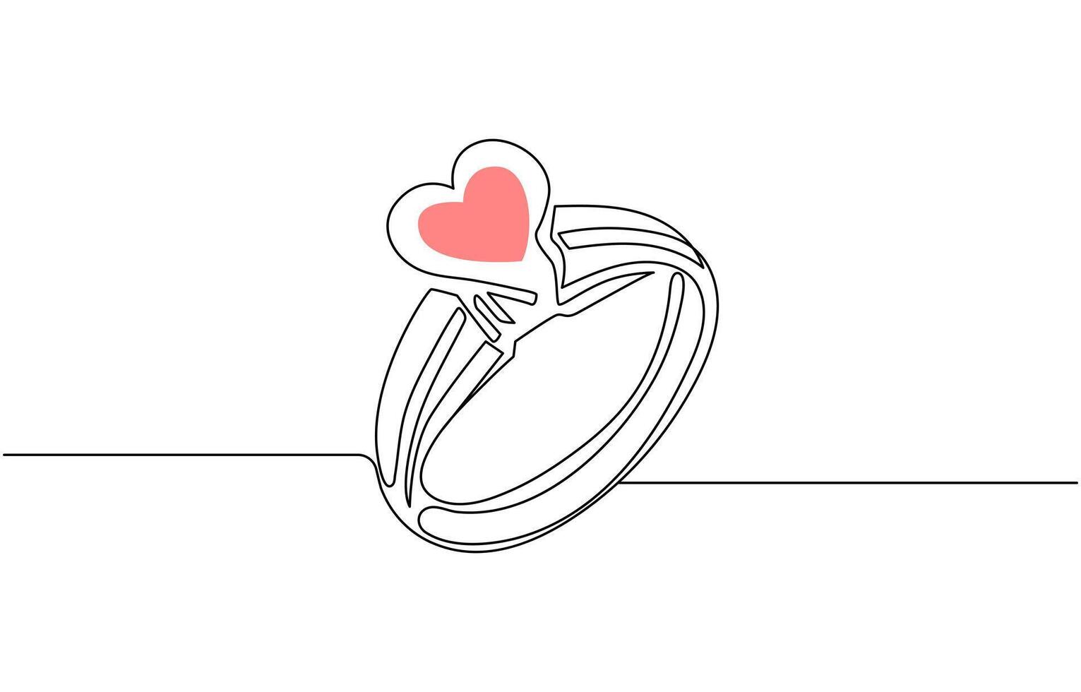 One continuous line drawing of Wedding rings. Romantic elegance concept and symbol proposal engagement and love marriage in simple linear style. Editable stroke vector