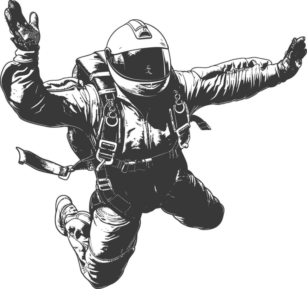Skydiver in mid-air with arms outstretched vector